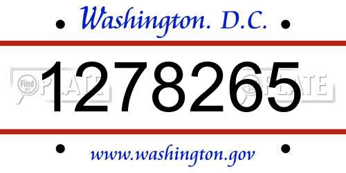 1278265 District Of Columbia License Plate