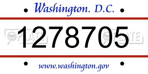 1278705 District Of Columbia License Plate