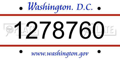 1278760 District Of Columbia License Plate