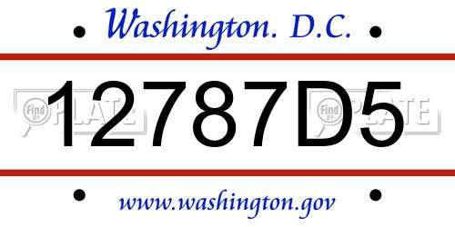 12787D5 District Of Columbia License Plate
