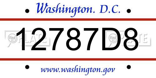 12787D8 District Of Columbia License Plate