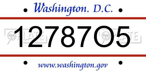 12787O5 District Of Columbia License Plate