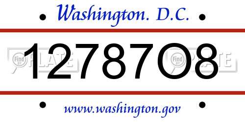 12787O8 District Of Columbia License Plate