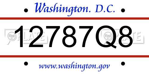 12787Q8 District Of Columbia License Plate
