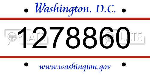 1278860 District Of Columbia License Plate