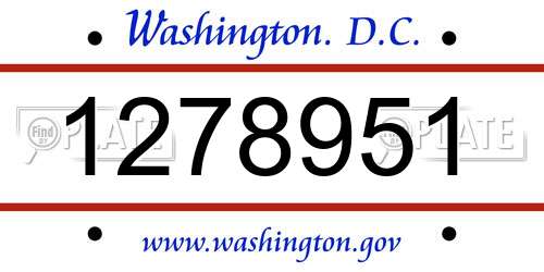 1278951 District Of Columbia License Plate