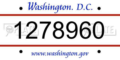 1278960 District Of Columbia License Plate