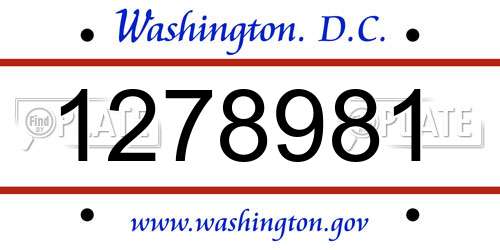 1278981 District Of Columbia License Plate