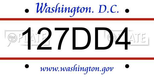 127DD4 District Of Columbia License Plate