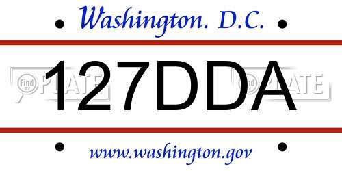 127DDA District Of Columbia License Plate