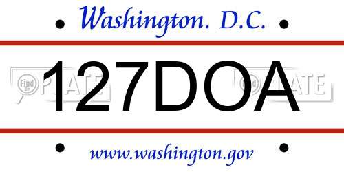 127DOA District Of Columbia License Plate