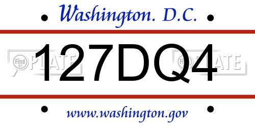 127DQ4 District Of Columbia License Plate