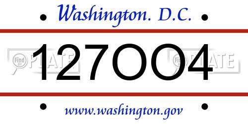 127OO4 District Of Columbia License Plate