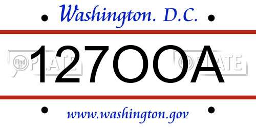 127OOA District Of Columbia License Plate