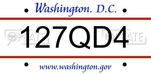 127QD4 District Of Columbia License Plate