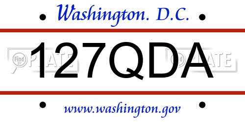 127QDA District Of Columbia License Plate