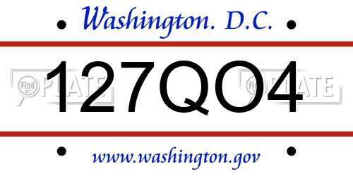 127QO4 District Of Columbia License Plate