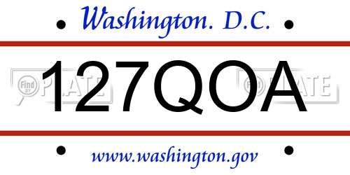 127QOA District Of Columbia License Plate