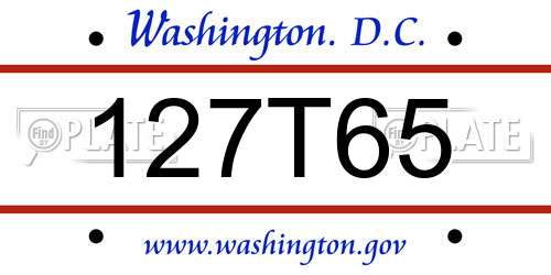 127T65 District Of Columbia License Plate