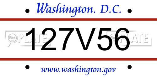 127V56 District Of Columbia License Plate