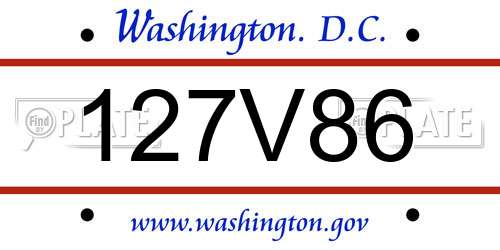 127V86 District Of Columbia License Plate