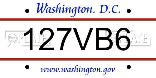 127VB6 District Of Columbia License Plate