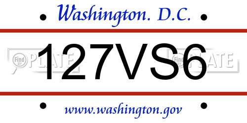 127VS6 District Of Columbia License Plate