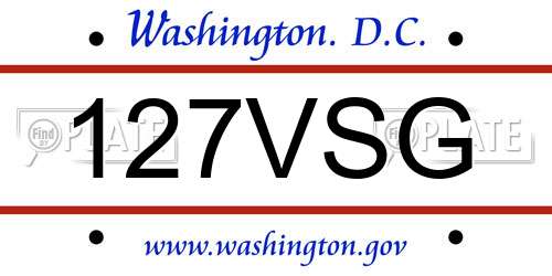 127VSG District Of Columbia License Plate