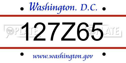 127Z65 District Of Columbia License Plate