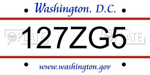 127ZG5 District Of Columbia License Plate