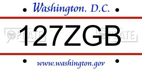 127ZGB District Of Columbia License Plate