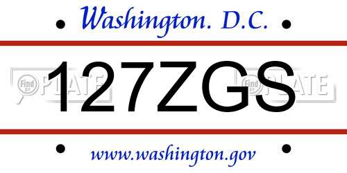 127ZGS District Of Columbia License Plate