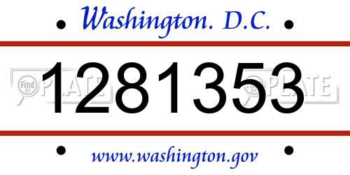 1281353 District Of Columbia License Plate