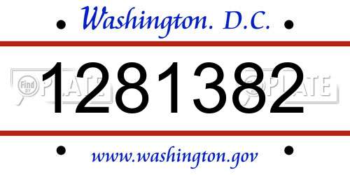 1281382 District Of Columbia License Plate