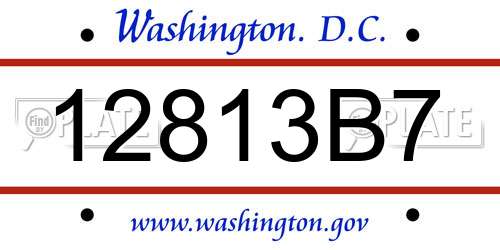 12813B7 District Of Columbia License Plate