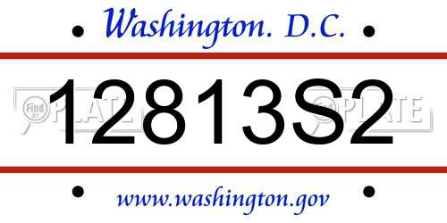 12813S2 District Of Columbia License Plate