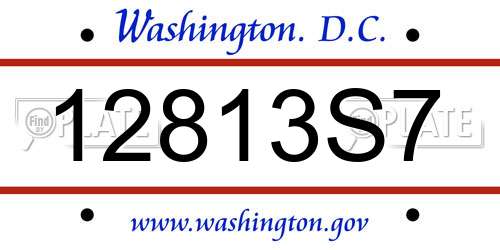 12813S7 District Of Columbia License Plate