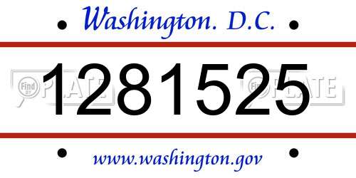 1281525 District Of Columbia License Plate