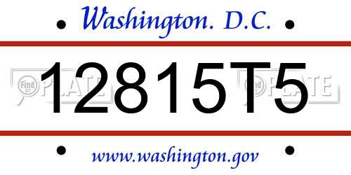 12815T5 District Of Columbia License Plate