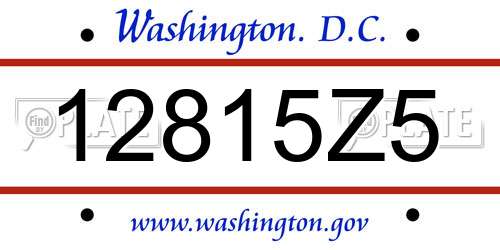 12815Z5 District Of Columbia License Plate