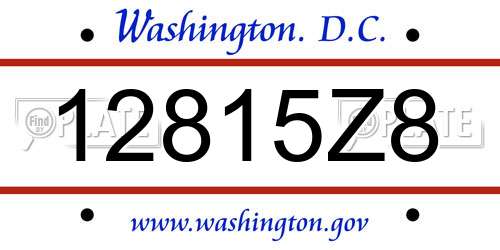 12815Z8 District Of Columbia License Plate
