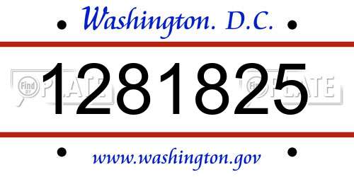 1281825 District Of Columbia License Plate