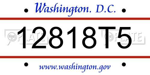 12818T5 District Of Columbia License Plate