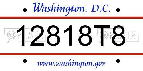 12818T8 District Of Columbia License Plate