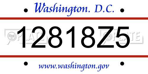 12818Z5 District Of Columbia License Plate