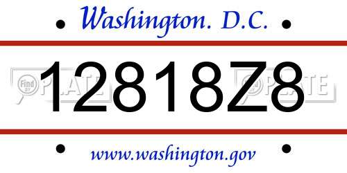 12818Z8 District Of Columbia License Plate