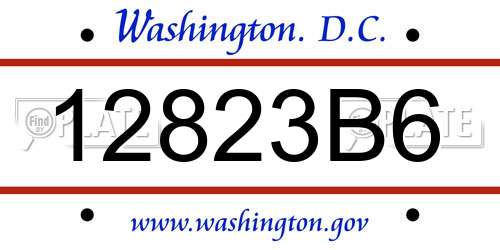 12823B6 District Of Columbia License Plate