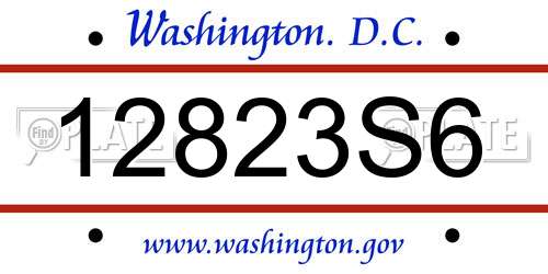 12823S6 District Of Columbia License Plate