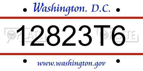 12823T6 District Of Columbia License Plate