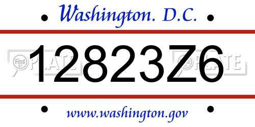 12823Z6 District Of Columbia License Plate